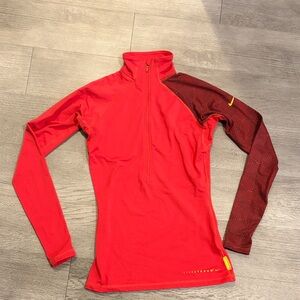 Nike Red and Dark Red Half-Zip Top